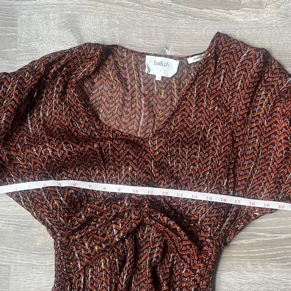 ba&sh Wanda Metallic Herringbone Print Maxi Dress - Picture 14 of 16